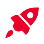 Red icon of a rocket ship