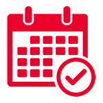 Red icon of a calendar